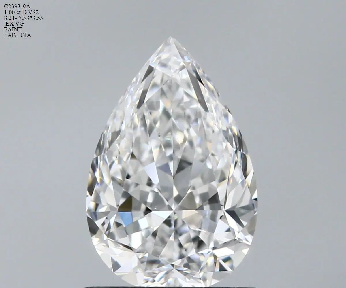 1 Carat Natural Pear Diamond